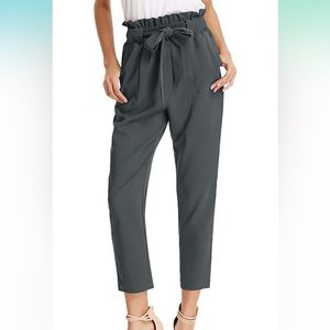 GRACE KARIN Women's Cropped Paper Bag Waist Pants with Pockets